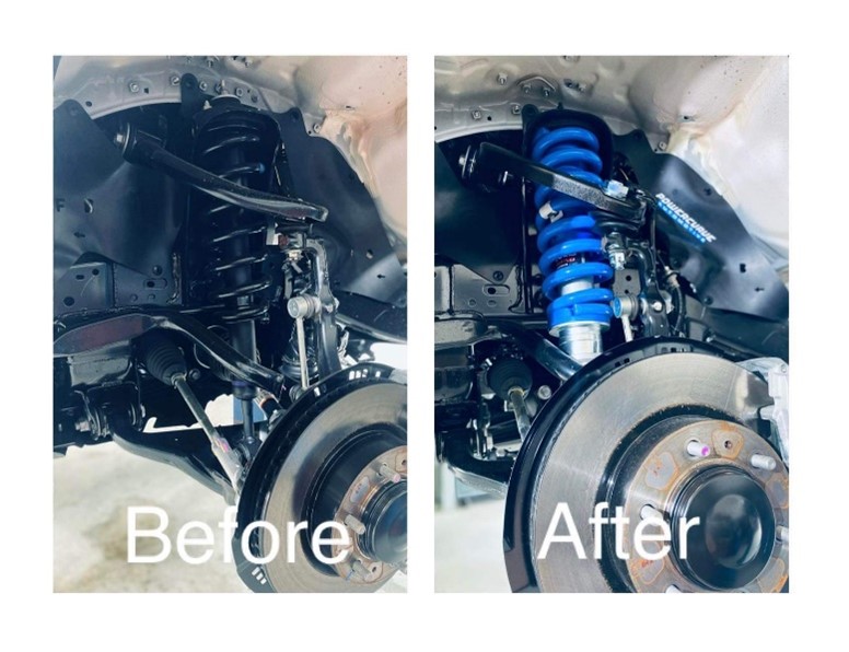 images of vehicle suspension - before & after